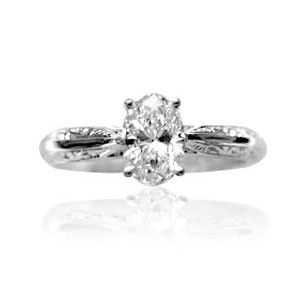 AFS-0007 Engraved Solitaire Engagement Ring