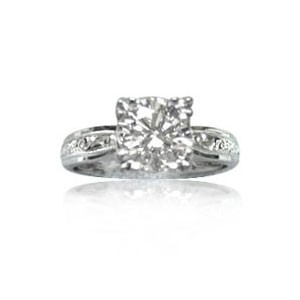AFS-0009 Engraved Solitaire Engagement Ring