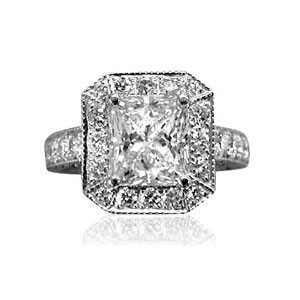 AFS-0064 Vintage Diamond Engagement Ring with Halo