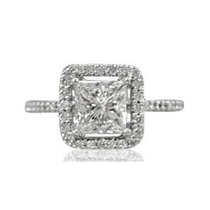 AFS-0065 Vintage Diamond Engagement Ring with Halo