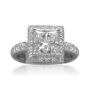 AFS-0067 Vintage Diamond Engagement Ring with Halo