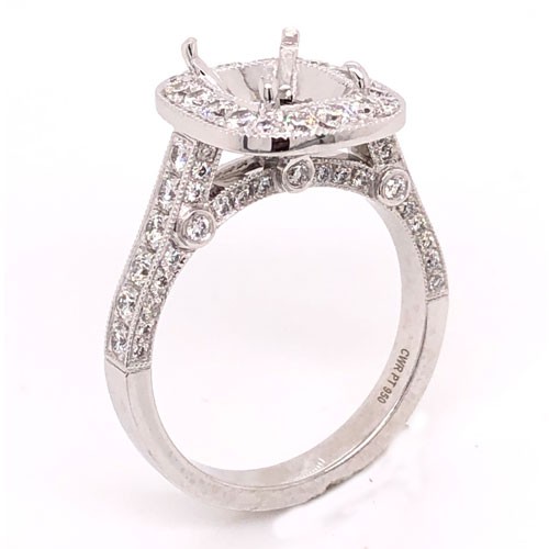 AFS-0113 Vintage Diamond Engagement Ring with Halo