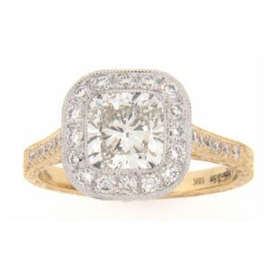 AFS-0135 Vintage Diamond Engagement Ring with Halo