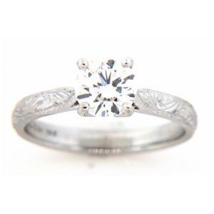 AFS-0151 Engraved Solitaire Engagement Ring
