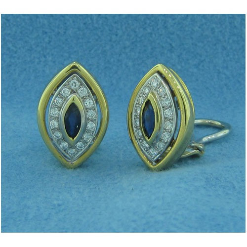 E1171 Diamond and Sapphire Button Earrings