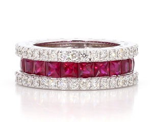 WB2785 Diamond and Ruby Wedding Ring