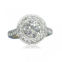AFS-0073 Vintage Diamond Engagement Ring with Halo