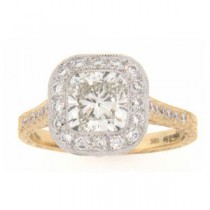 AFS-0135 Vintage Diamond Engagement Ring with Halo
