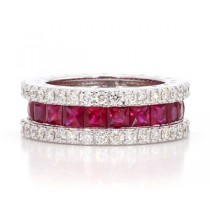 WB2785 Diamond and Ruby Wedding Ring